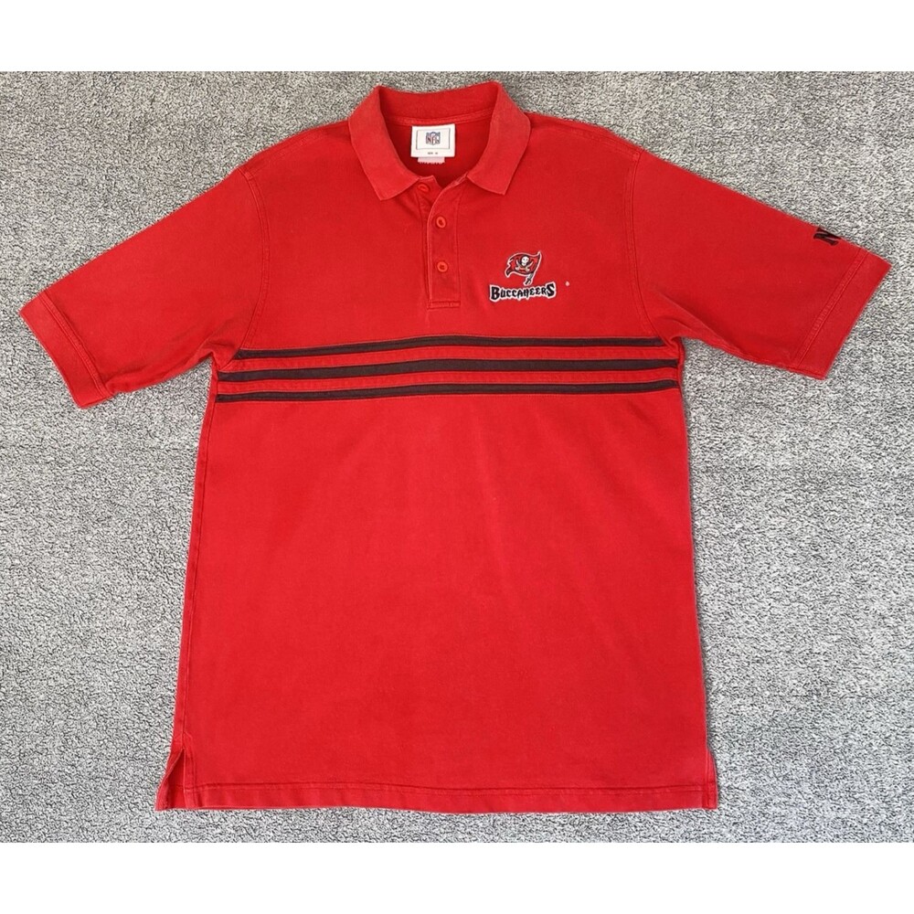 Vtg NFL Tampa Bay Buccaneers Men's Polo Shirt Short Sleeve Red Black Size Medium